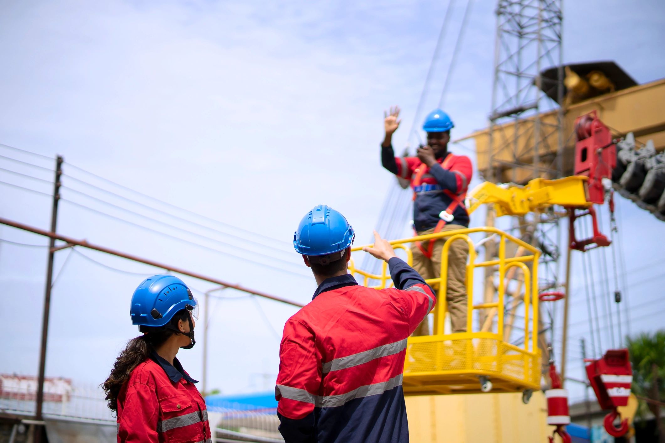 Engineer reviewing work at a construction site