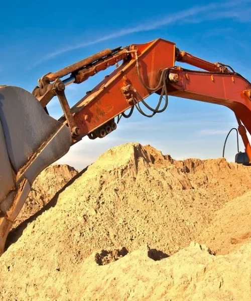 bigstock-Excavator-at-sand-quarr